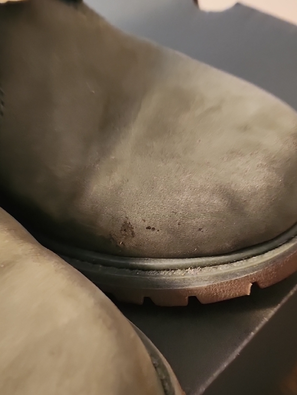 Timberland Lace-Up Suede Boots in Olive Green with Tan Laces - Picture 7 of 7